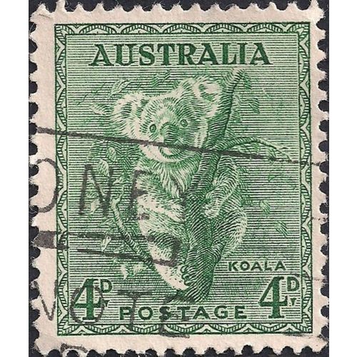 AUSTRALIA, MAMMALS, Koala, Phascolarctos cinereus, green 1956, 4d