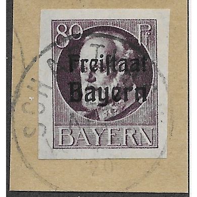 GER (BAVARIA) 1919 80pf KING LUDWIG III' (FREISTAAT)(IMPERFED) USED(EBID65-509)