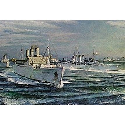 Large Vintage Postcard - Frank Norton - First Convoy Indian Ocean January 1940