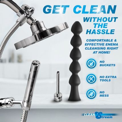 Clean Stream Easy Flow Enema Cleansing Kit w Silicone Attachment Anal Plug Ass P