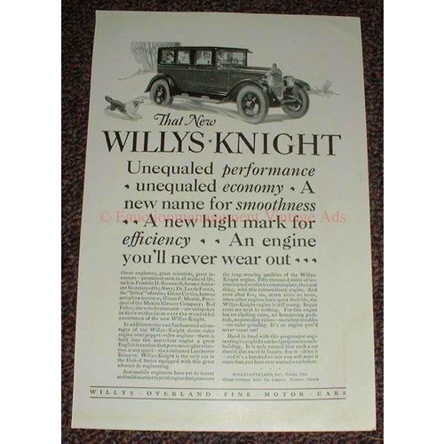 1925 Willys-Knight Car Ad - Performance, Economy NICE!!