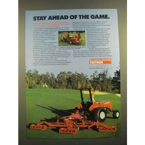1988 Jacobsen Textron 7-Gang Hydraulic Ranger Mower Ad - Stay Ahead