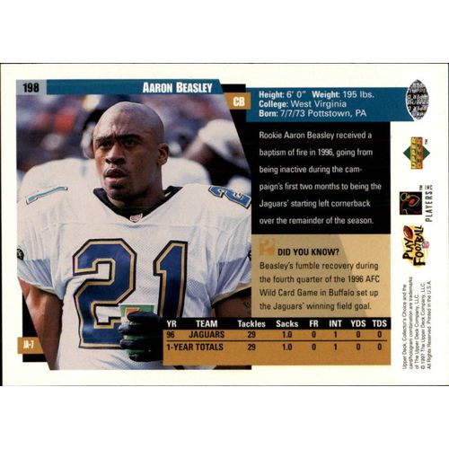 1997 Collector's Choice Football Aaron Beasley #198 RC