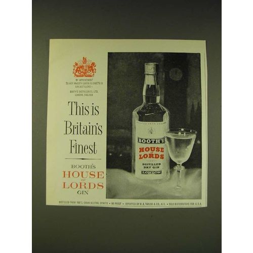 1963 Booth's House of Lords Gin Ad - This is Britain's Finest