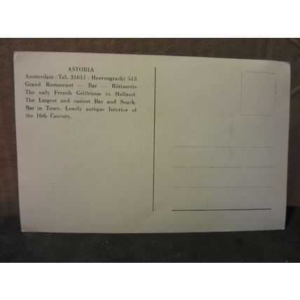 'ASTORIA', OLD DUTCH GRILL ROOM, AMSTERDAM, HOLLAND .unused vintage postcard =