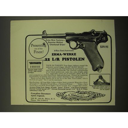 1966 Erma-Werke .22 L/R Pistolen Pistol Ad - Presenting one of the finest