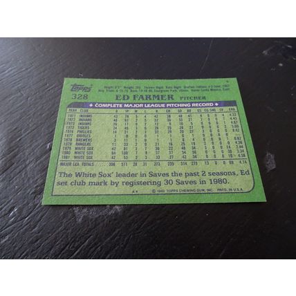 1982 Topps Card # 328A Ed Farmer Excellent-Mint (6) Chicago White Sox