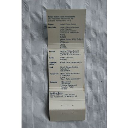 Matchbook cover Polar Hotels
