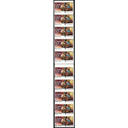1560, 60b, MNH 10¢ Strip of 10 Black Missing & Gutter In Center - Stuart Katz