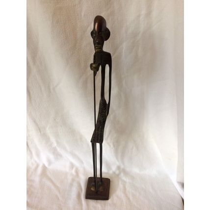 African Tribesman Bronze / Brass Statue 18" Inches Tall