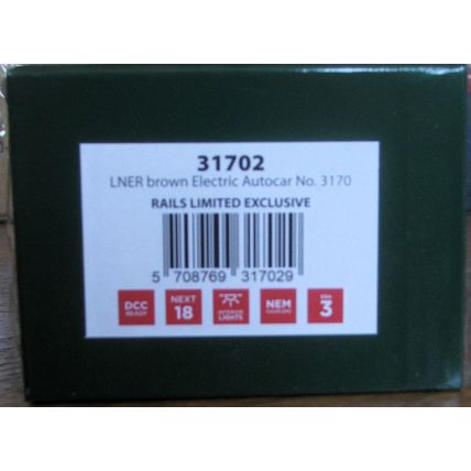 Heljan/Rails North Eastern Railway Petrol Railcar No. 3170 LNER Brown - NEW