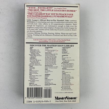 Little League's Official How-To-Play Baseball Video VHS Tape