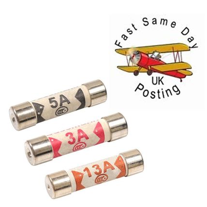 5 x Domestic Fuses Plug Top Household Mains 13 , 5 , 3amp Cartridge Fuses