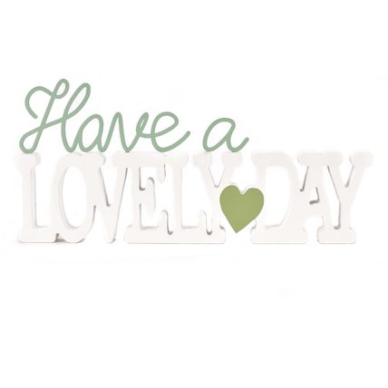 Have A Lovely Day Mantel Plaque 13 CM White & Green Gift Home Decor Wooden