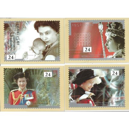 GB PHQ Cards 1992 40th Anniversary Of Accession PHQ Cards Used Set (No 141)