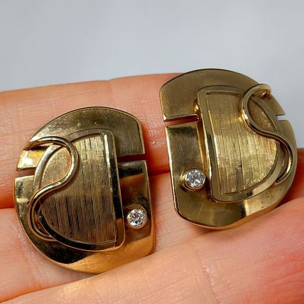NOT SCRAP 14K GOLD SIGNED DESIGNER Diamond Earrings! mAKE Offer welcome!