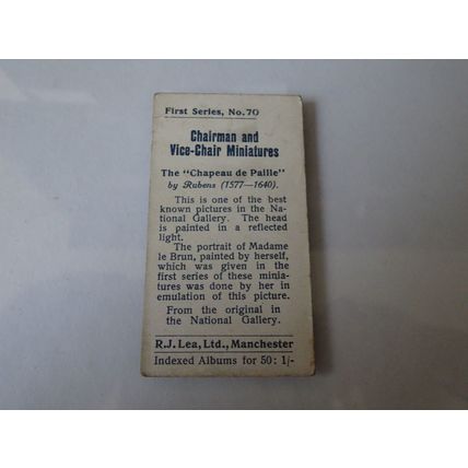 1912 RJ Lea Chairman & Vice-Chair Miniatures Card # 70 The Chapeau de Paille