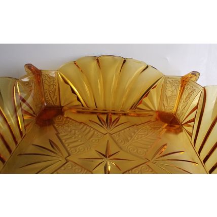 Art Deco Brockwitz Amber Glass Fruit Bowl c.1936.