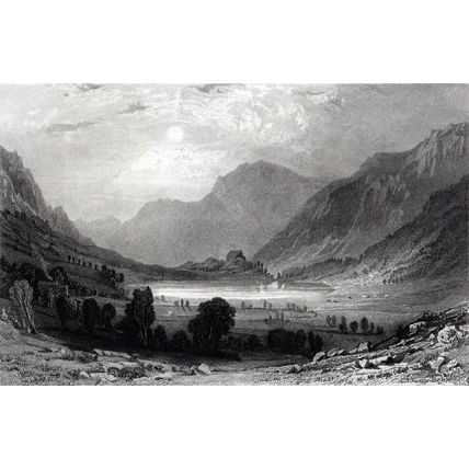 BLEA TARN, WESTMORLAND 1858 A.W. Graham - Thomas Allom ENGRAVING