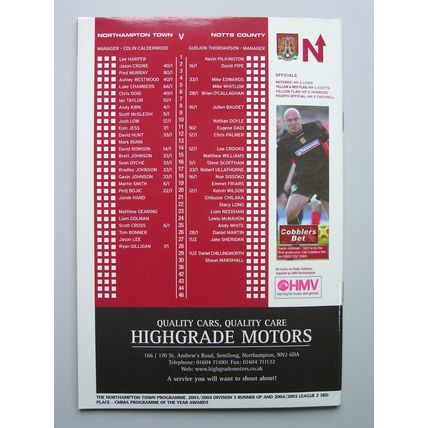 NORTHAMPTON TOWN v NOTTS COUNTY League 2 25/03/2006