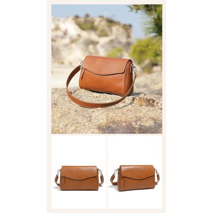 Genuine Leather Women Shoulder Bag Brown