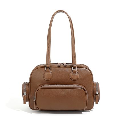 Genuine Leather Women Tote Bag Top-handle Shoulder Bag Brown