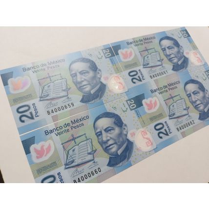 Mexico UNCIRCULATED $20 Pesos polymer 2018 Benito Juárez. Lot of 4 consecutive