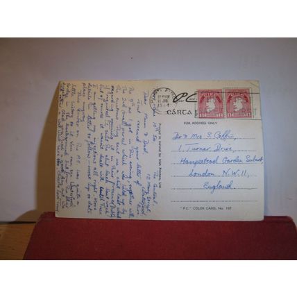 REGINALD'S TOWER, WATERFORD CITY, IRELAND used vintage postcard 1954 pm =