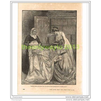 GRANDMOTHERS WEDDING GOWN, THE QUIVER, BOOK ILLUSTRATION (PRINT), c1886