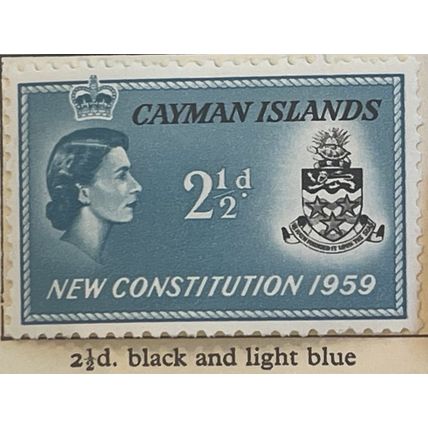 Cayman Islands QEII 1959 Constitution 2½d Black Blue Mounted Mint MM SG163 stamp