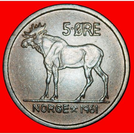 Ⰶ ELK (1958-1973): NORWAY ★ 5 ORE 1961! OLAV V (1957-1991) ★LOW START★NO RESERVE