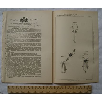 1890 Patent No. 16,723 Bottle=stopper Extractors, Bottle Seal Co., London