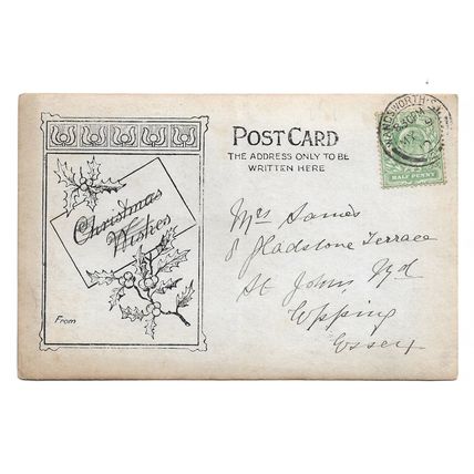 Postcard UK Wales Caernarvonshire Betwys-y-Coed posted 1910 unusual design Xmas