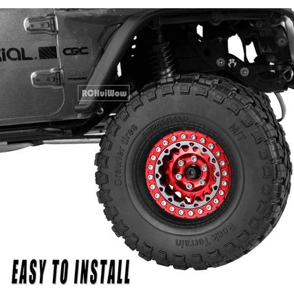 RC 1.9 Beadlock Wheels for 1/10 RC Crawler TRX4 Axia1 SCX10 SCX10 Iii,Alloy Alum