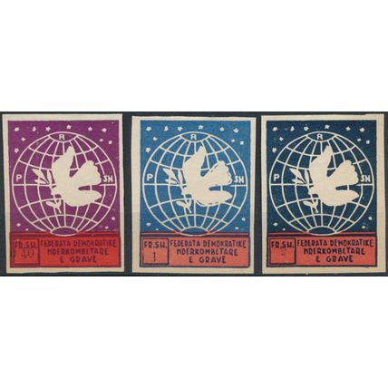 Int Women's Congress: 3 Values - Albania 1946 - NM H - MiNr 392B & 394/5B