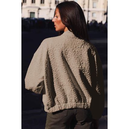 Light French Beige Floral Quilted Jacket