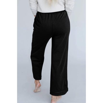 Black Mineral Wash Exposed Seam Wide Leg Pants