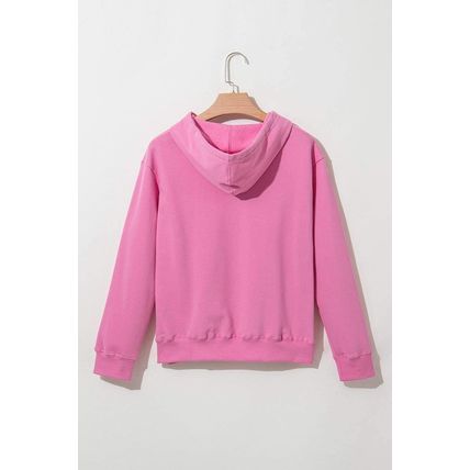 Bonbon Solid Color Fleece Lined Drawstring Hoodie with Pocket