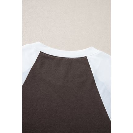 Brown Western Yeehaw Graphic Vintage Raglan Long Sleeve Top