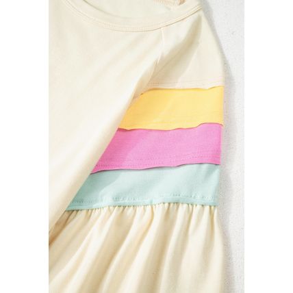 White Color Block Stitched Sleeve Loose T Shirt