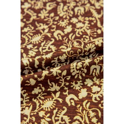 Brown Eyelet Knit Yoke Patchwork Printed Flowy Fit Tank Top