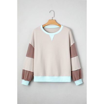 Jet Stream Striped Colorblock Patchwork Drop Shoulder Sweatshirt