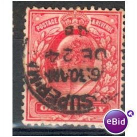 GB stamps 1902-10 KEV11 - 1d SG219 Weston Super Mare 1