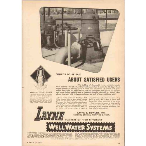 layne bowler company 1950 water vertical turbine pump vintage ad