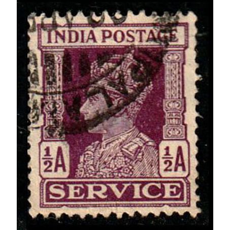 India 1941 King George VI SERVICE 1/2A Used Stamp.