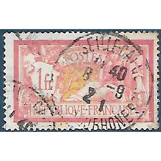 Mi 98 x: 1 Fr. lilac-red/yellow-green Definitive: Type Merson, white paper.