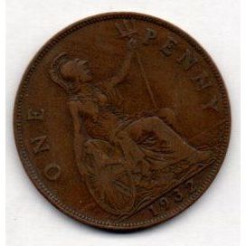 Coins. Pre-Decimal 1932 George V. One Penny Coin