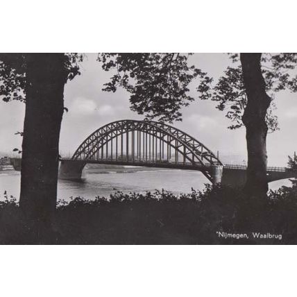 Nijmegen Waalbrug At Dusk Evening Holland Real Photo Postcard