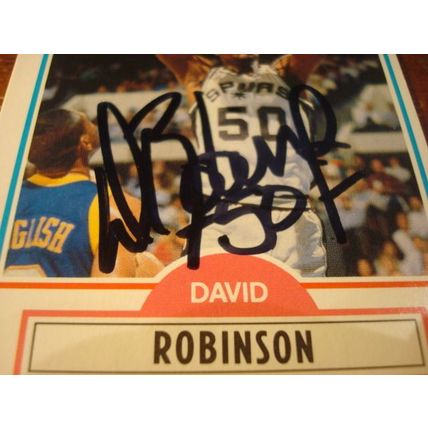 1990 Fleer, Autograph Card, DAVID ROBINSON, HOF, w/COA, Spurs