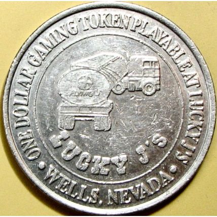 Lucky J's. $1 Casino Token. Wells, NV. T18.